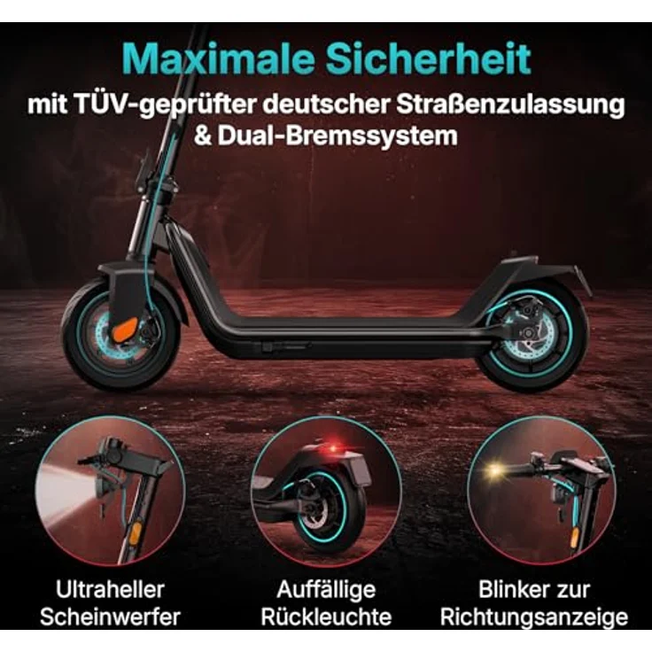 Odys E-Scooter ALPHA X5 PRO II, 20 km/h, bis zu 50 km Reichweite, 450 Watt Motor, 120 kg Traglast – Bild 4