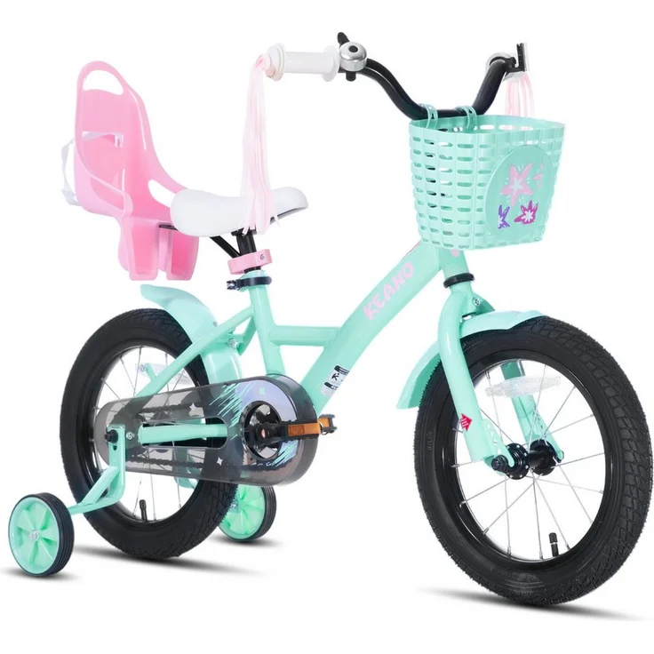 JOYSTAR Kinderfahrrad Mädchenfahrrad 14/16/18/20 Zoll, Hochkarbonstahlrahmen, mit Puppensitz, Korb, Stützrädern und Schutzblechen