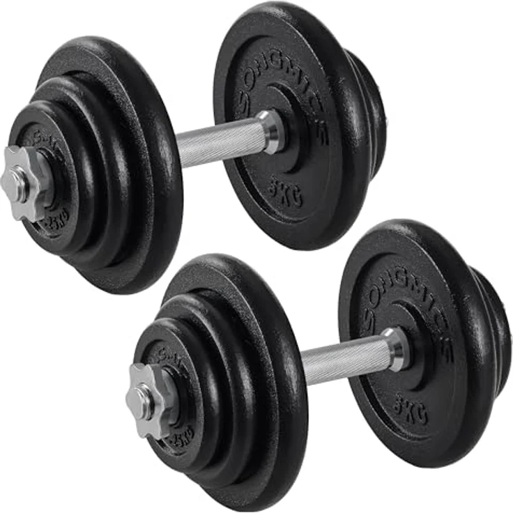 SONGMICS Hanteln, Hantelset aus Gusseisen, verstellbar, 2 x 20 kg, für Fitnessstudio und Zuhause, tintenschwarz SYL40T – Bild 1