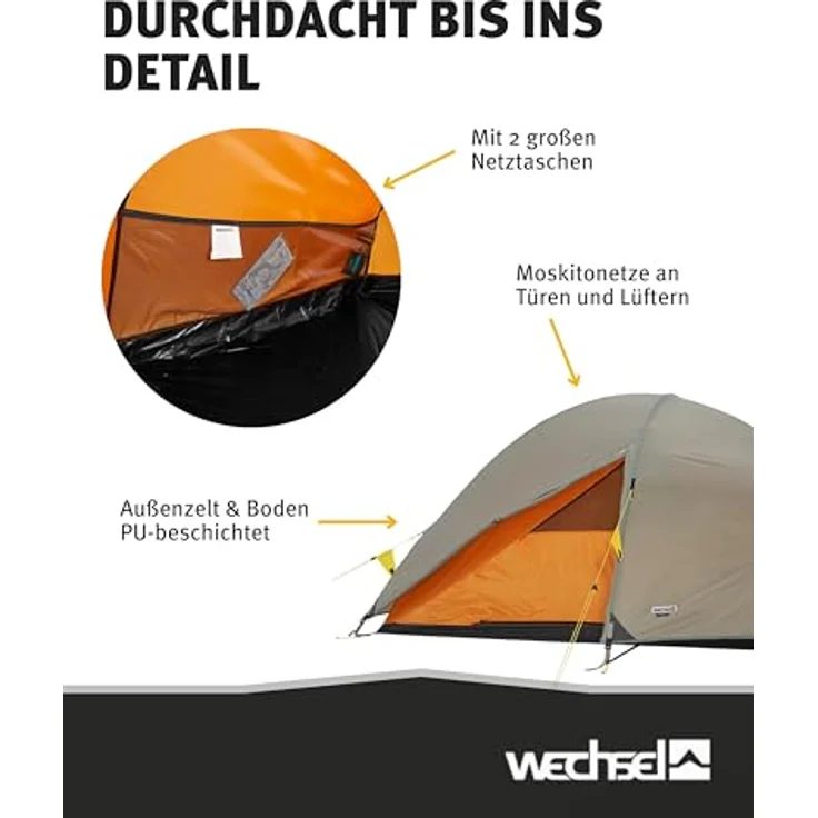 Wechsel Trekkingzelt Venture 1, Kuppelzelt für 1 Person, schnell aufbaubares Hybridzelt, kompakt mit Packmaß 45 x 15 cm, ideales Outdoor-Zelt für Camping und Wandern – Bild 4
