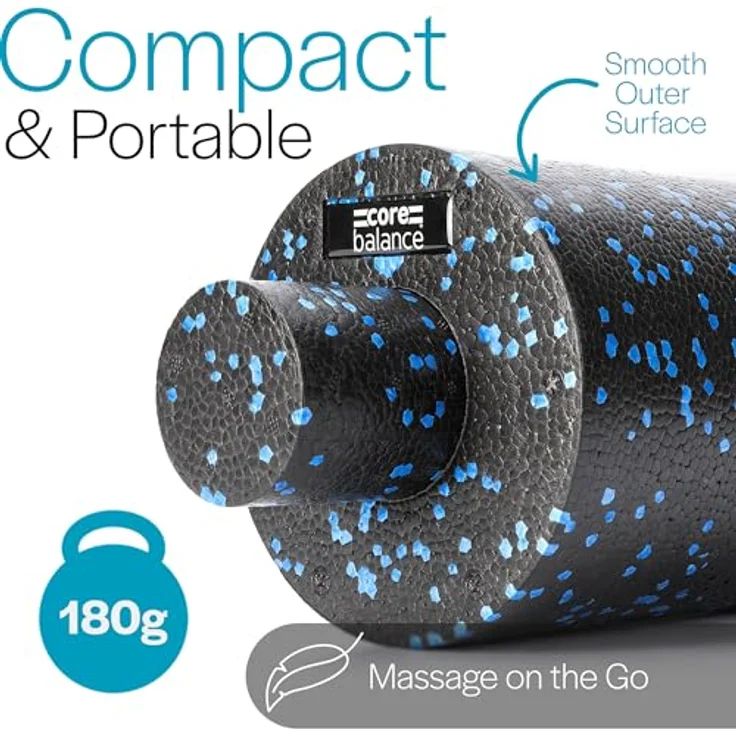 Core Balance 2 in 1 Faszienrolle mit herausnehmbarem Kern, EPP Schaumstoff, zur Tiefengewebsmassage & Schmerzlinderung, 33 x 15 cm & 33 x 6 cm, in Schwarz, Blau oder Aquamarin – Bild 4