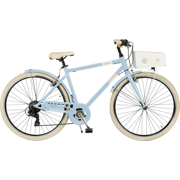 VENICE Citybike MILANO Man 28 Zoll, AZZURRO PARIOLINO - Aluminiumrahmen, SHIMANO 6-Gang Kettenschaltung, V-Bremsen, Stahl Schutzbleche