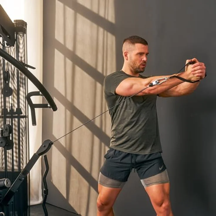 HAMMER Kraftstation Autark 5.0, All-in-One Fitnessstation mit 190° schwenkbaren Multifunktionsarmen, Push- & Pull-Station, Latzug-Modul, Bauch- & Trizepsmodul, Beincurler/-strecker für Home Gym – Bild 4