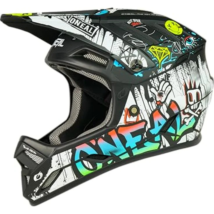 O'Neal Backflip Rancid, Downhill Helm mit ABS Außenschale, optimierter Lüftung und Fidlock® Magnetverschluss, schwarz/weiß, Größe L (59/60 cm) – Bild 1