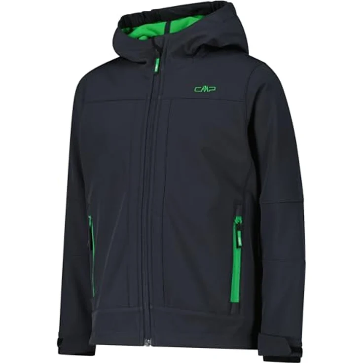 CMP Cmp Boy Softshell Jacket Fix Hood, wetterfeste Skijacke mit Fleece-Innenfutter, Antracite-Deep Mint, Größe 128 – Bild 4