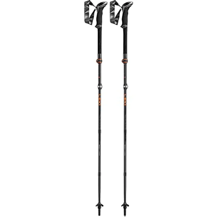 LEKI Makalu FX Carbon Wanderstöcke, 4-teilig faltbar, verstellbar, 110-130cm, Black-orange-naturalcarbon – Bild 1