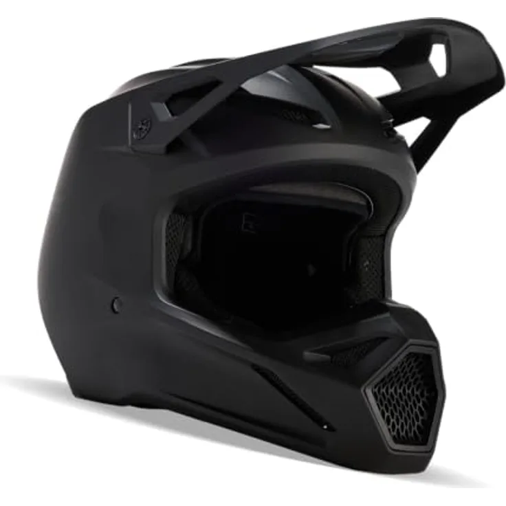 Fox Racing V1 Solid Helmet, MIPS-Technologie, Dirtbike-Helm für MX & Offroad, gute Belüftung, herausnehmbares Innenfutter, Farbe: Matte Black, Größe: M