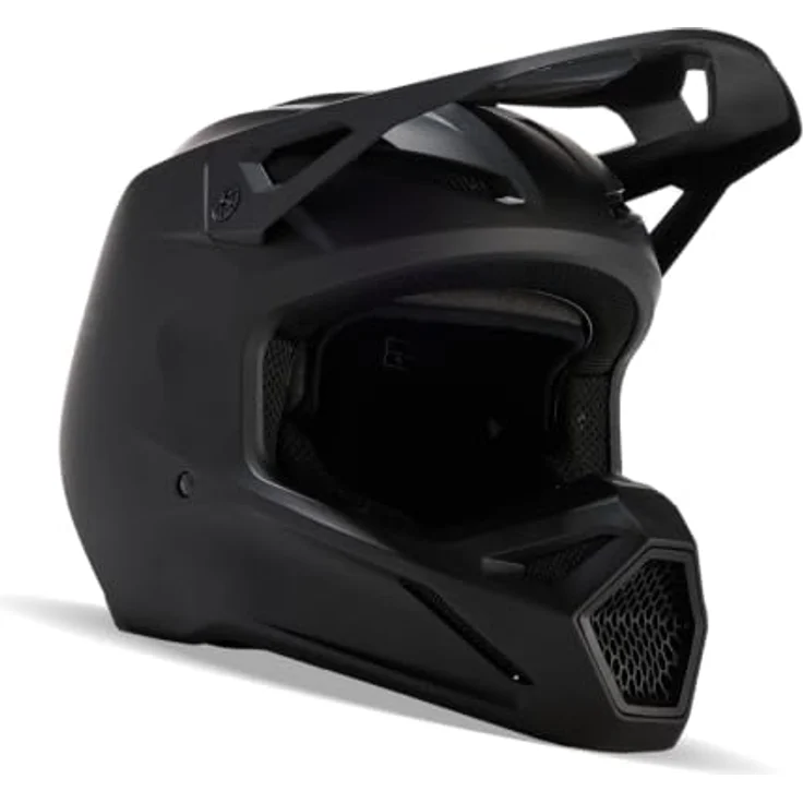 Fox Racing V1 Solid Helmet, MIPS-Technologie, Dirtbike-Helm für MX & Offroad, gute Belüftung, herausnehmbares Innenfutter, Farbe: Matte Black, Größe: M – Bild 1