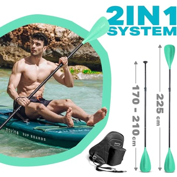 Movino SUP-Board MOVINO GARDA 2in1 Set, Allround mit 150 kg Traglast, geschweißte Kanten, 10'10", inkl. Rucksack, Pumpe, Kajaksitz, Paddel, Finne und Reparaturset – Bild 8
