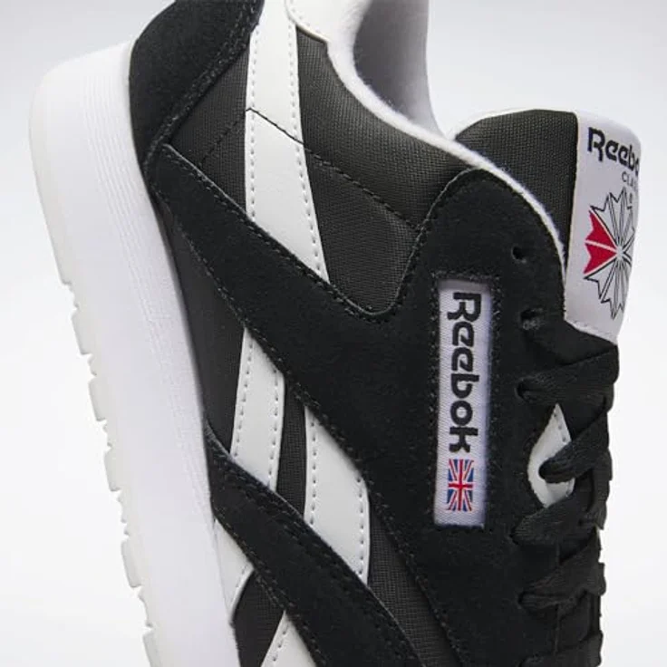 Reebok Cl Suede Toe Ortholite Lace Sneak, Herren Nylontrainer mit Veloursleder-Overlays, dämpfender EVA-Zwischensohle, Schwarz-Weiß – Größe 7,5 GB / 41 EU / 8,5 US – Bild 2