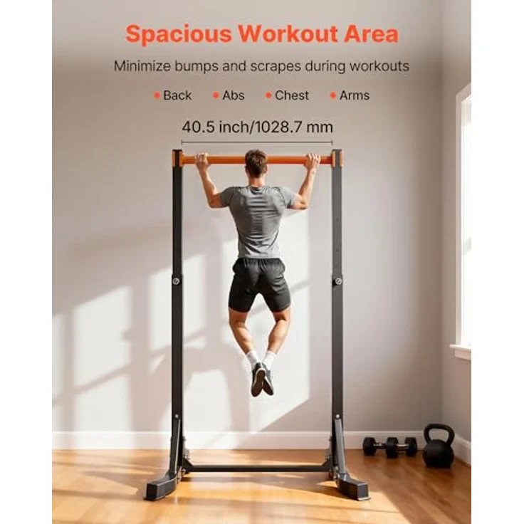 VEVOR Klimmzugstange Power Dip Station, freistehend mit 150 kg Tragkraft, 8-stufig höhenverstellbar, H-Rahmenkonstruktion, ideal für Arm-, Rücken- und Brusttraining – Bild 2