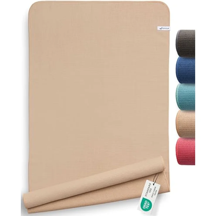Fit-Flip Yoga Handtuch, rutschfest mit Noppen, schnelltrocknend aus Mikrofaser, hygienische Auflage für Yogamatte, 185 x 63 cm – Cream – Bild 1