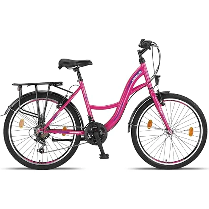 Licorne Bike Stella Premium City Bike - 21 Gang-Schaltung - Hollandfahrrad Citybike (Rosa, 24.00) – Bild 3