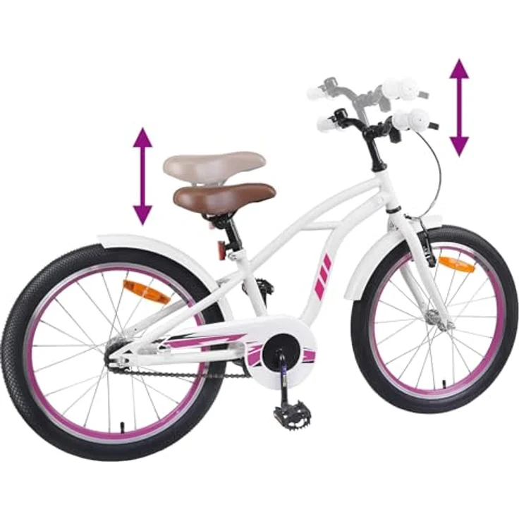 vidaXL Kinderfahrrad 20 Zoll, weiß, für Kinder von 6-11 Jahren, 137 x 54 x 79 cm – Bild 3
