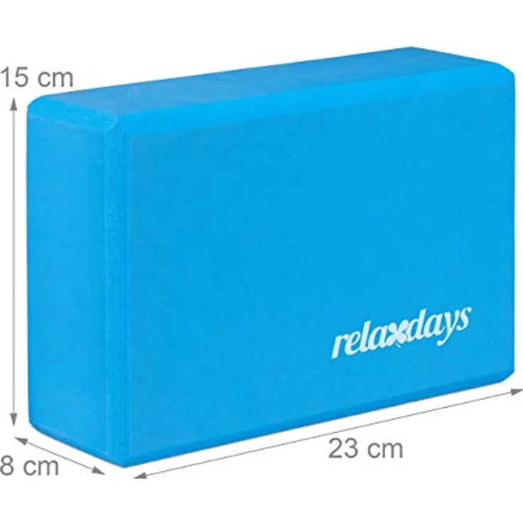 Relaxdays 10 x Yogablock, Yoga-Klötze aus Hartschaum, rutschfest, 8 x 23 x 15 cm, Blau – Bild 4