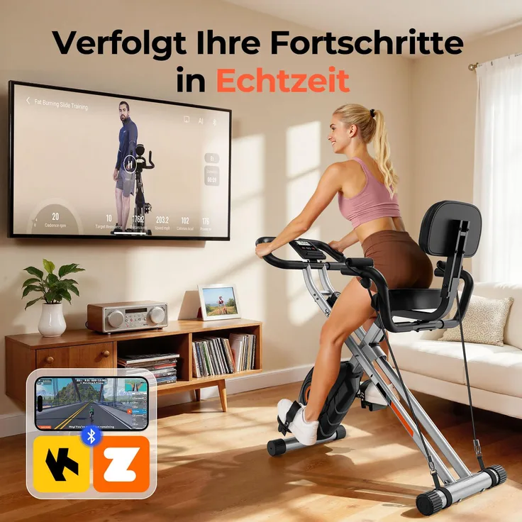 YOSUDA Klappbarer Heimtrainer Fahrrad, Ergometer 150kg belastbar, 8-stufiger Magnetwiderstand, leise, LCD-Monitor, ergonomischer Sitz
