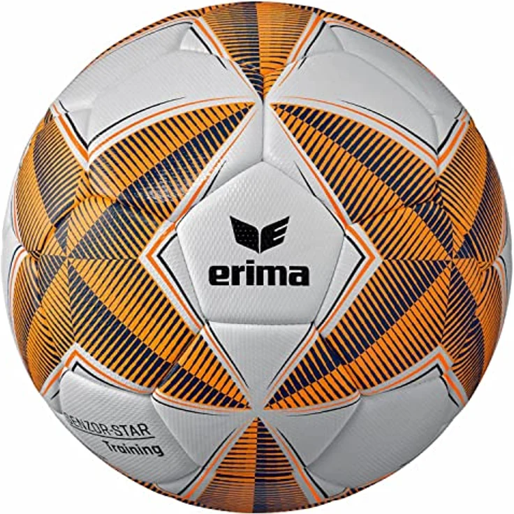 Erima SENZOR-Star Training Fußball, New Navy/orange, 5 - Langlebiges PU-Material mit 3D-Struktur, RESIST-Digital Technology, ABS Ventil, Latex-Blase – Bild 2