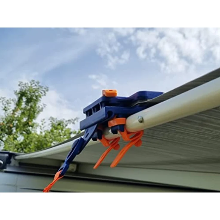 Peggy Peg Fix&Go AntiFlap Markisenklemme, 2er-Pack in Blau und Orange, verhindert Flattern des Markisentuchs – Bild 3