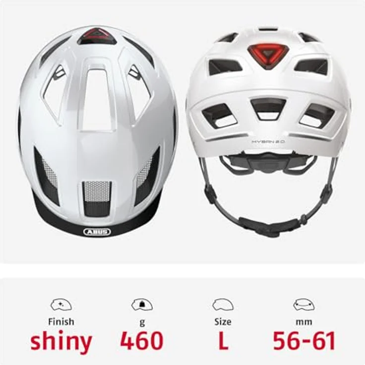 Abus Hyban 2. 0 Fahrradhelm - Weiss 56 - 61 cm – Bild 4