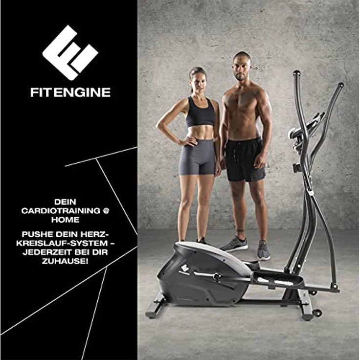 FitEngine Crosstrainer | 10 Schwierigkeitsstufen und extra großes Display mit extra Halterung für Tablet und Smartphone | Pulssensoren in den Griffen | Rutschfeste Pedale [belastbar bis 150 kg] – Bild 5