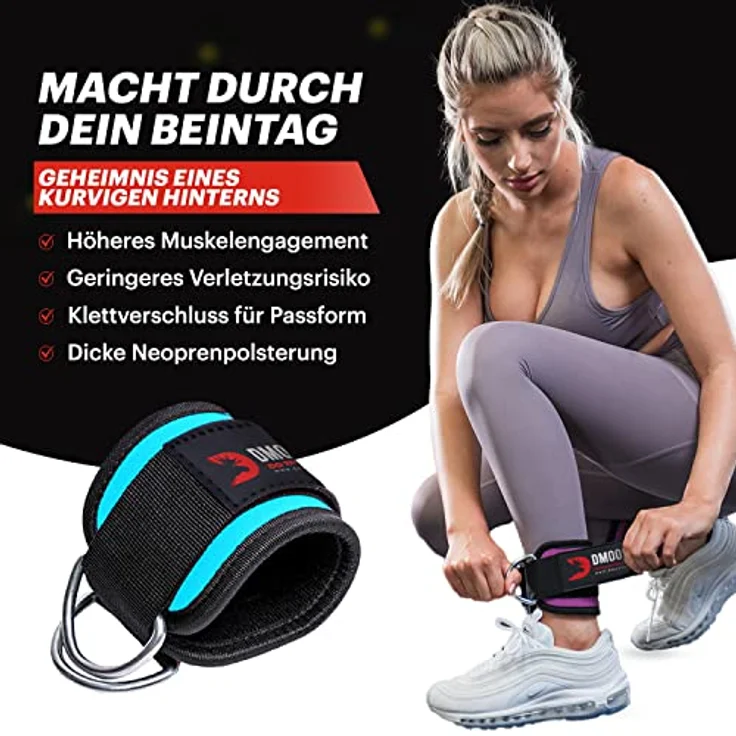 DMoose Fußschlaufen Kabelzug - Kickbacks Fußschlaufen - Fußmanschetten Kabelzug - 2 Stück Kabelzug Fußschlaufen für Fitness Training - Ankle Strap Fußschlaufen für Frauen und Männer – Bild 3