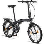 Licorne Bike Phoenix 2D, 20 Zoll Aluminium-Faltrad-Klapprad Scheibenbremse Discbremse V-Bremse Faltfahrrad Herren-Damen 7 Gang Kettenschaltung Folding City Bike StVZO (Schwarz-Anthrazit)