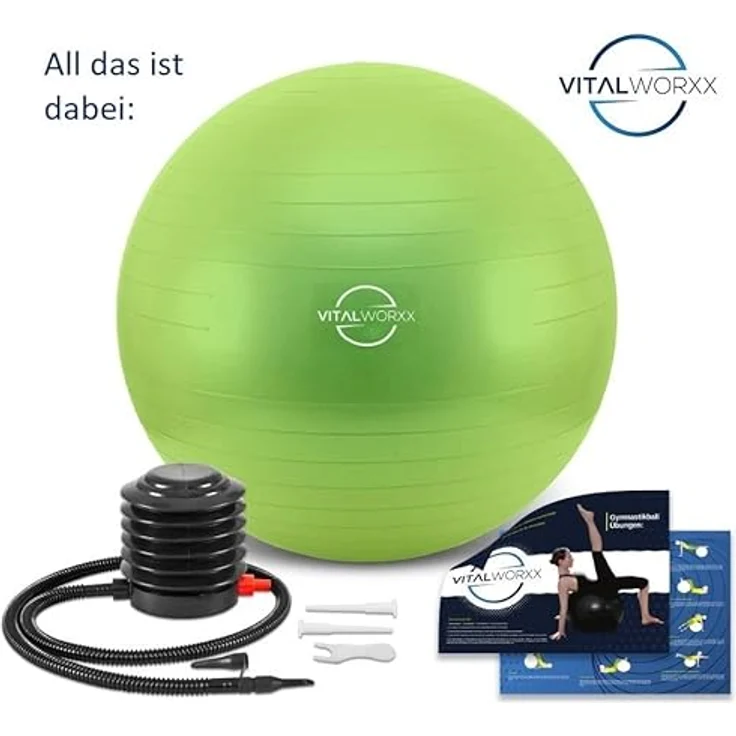 VITALWORXX Gymnastikball für Schwangere, extrem stabil, Sitzball Yogaball Pezziball 65 cm mit Pumpe, mit Übungen für Schwangerschaft, Geburt, Gesundheit, – Bild 5
