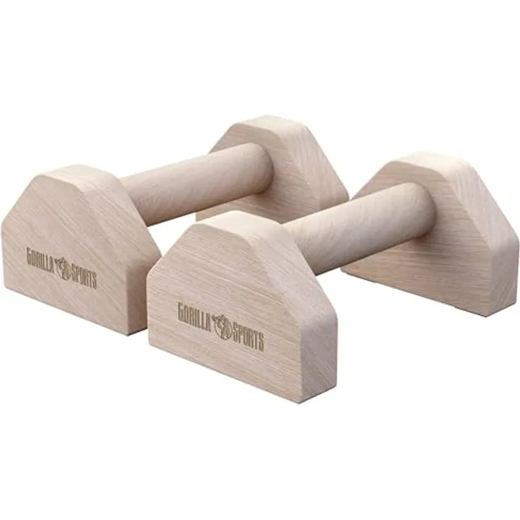 GORILLA SPORTS® Liegestützgriffe - 2er Set aus Holz, rutschfest, bis 300kg Belastbar, inkl. Tragetasche - Calisthenics Equipment, Parallettes, Push Up Bars, Liegestütze Barren