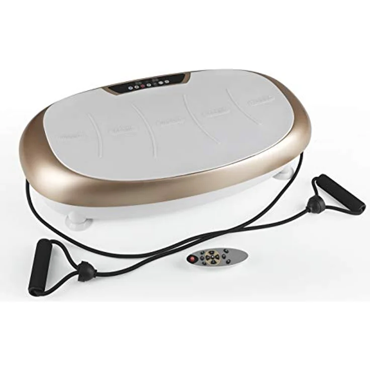 VITALmaxx Vibrationstrainer mit 30 Vibrationsstufen und 3 Programmen und LCD-Display | Ganzkörpertraining zu Hause, inklusive Expanderbänder und Fernbedienung [Champagner] - Preisvergleich – Bild 1
