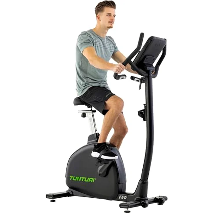 Tunturi Signature E60 Heimtrainer - Ergometer & Servomotor - Bluetooth - Fitnessfahrrad mit 26 Trainingsprogrammen - Niedriger Einstieg - Verstärkte Pedale - Komfort Plus Sattel, Schwarz – Bild 5