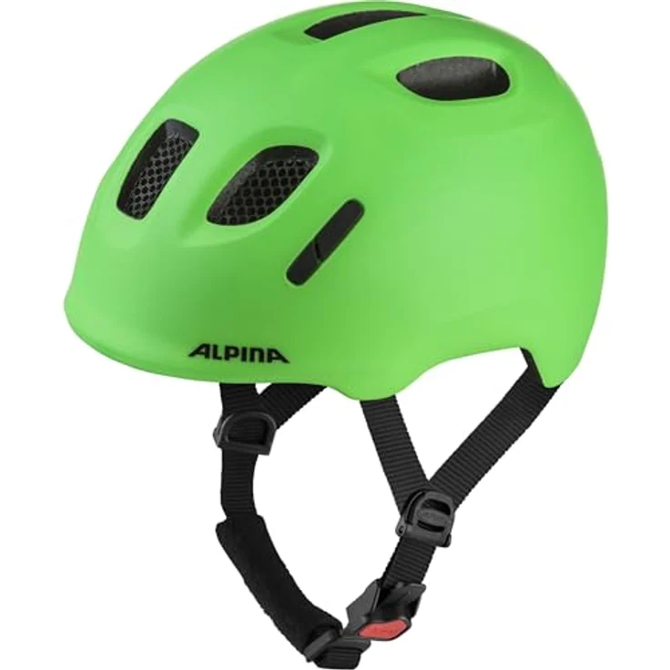 ALPINA Ximo 2 L.E. Fahrradhelm, Leichter & Bruchfester Kinderhelm mit Höhenverstellbarem 360°-Fitsystem, optionalem LED-Licht, neon Green matt, Größe 45-49 – Bild 1