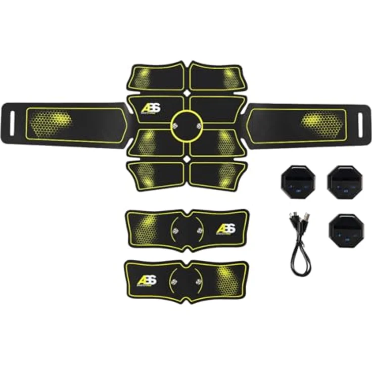 HMS ABS Master Pro Super, Bauchtrainer TENS-EMS-Gerät mit 10 Arbeitsmodi, 20 Intensitätsstufen, 3 unabhängigen Gurten für Ganzkörpertraining – Bild 1