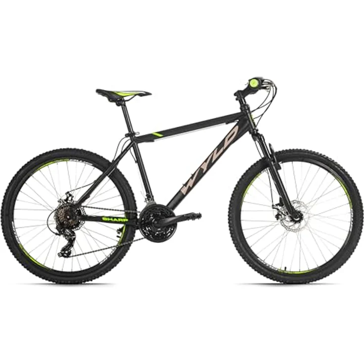 WYLD Sharp 3.0 Hardtail Mountainbike 26'', Schwarz, 21-Gang-Shimano, Federgabel, mechanische Scheibenbremsen, Rahmenhöhe 46/51 cm – Bild 2