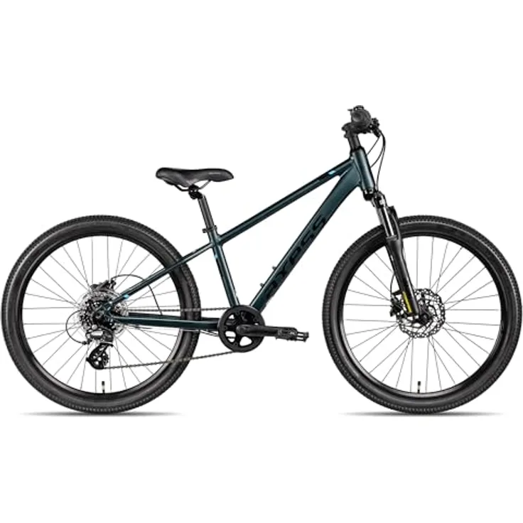 Axess Stipe 24 Pro, Mountainbike Hardtail mit 24 Zoll, dunkelgrün, SR Suntour Federgabel und hydraulischer Scheibenbremse