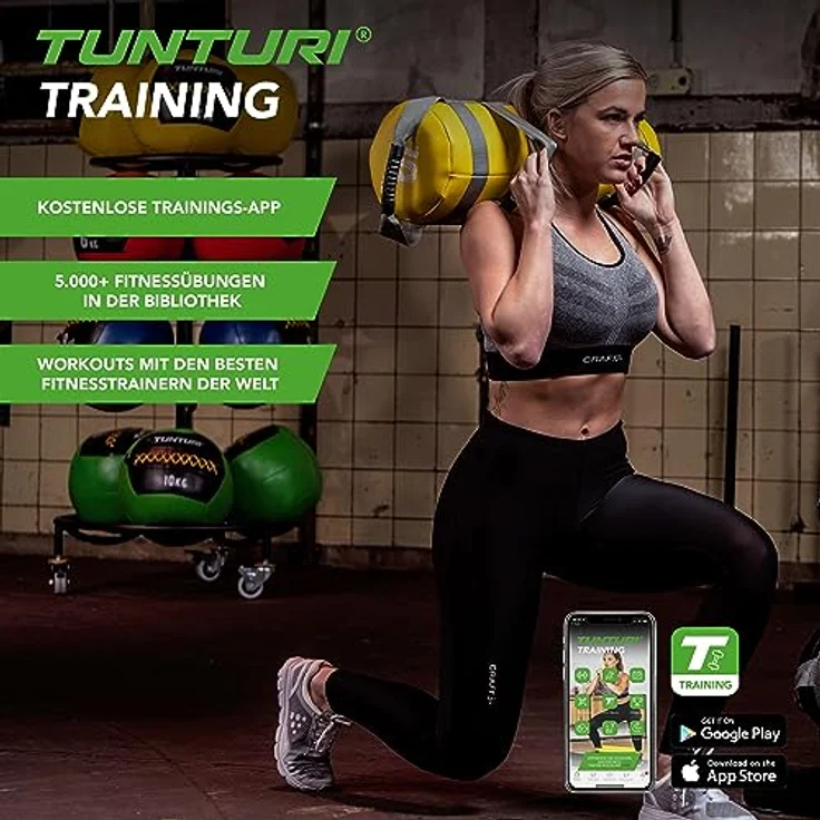 Tunturi Power Bag, Fitnesssack mit 4 Griffen, 15 kg, Sandsack für Krafttraining – Bild 2