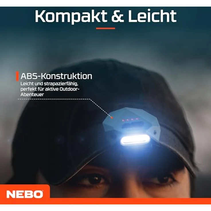 NEBO Einstein Cap 100, Wiederaufladbare Kopflampe mit 100 Lumen, wasserfest, grüne Nachtsicht-LED, ideal für Joggen und Wandern – Bild 4