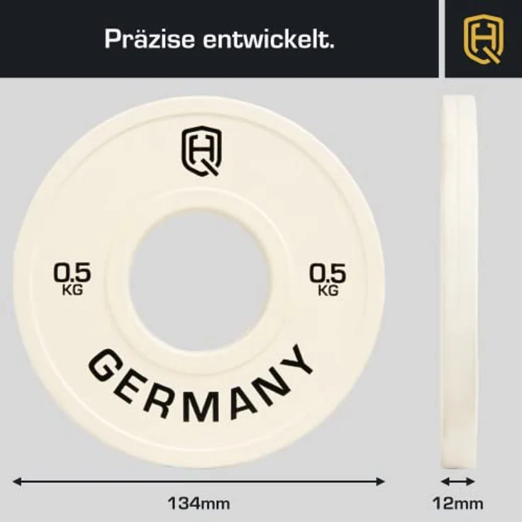 HQ Germany® Professional Change Plates 50mm | 0.5-2.5kg | Set | ±10g Gewichtstoleranz | Fractional Plates | Wettkampfgeeignet, Gewicht:2x 0.5KG – Bild 3
