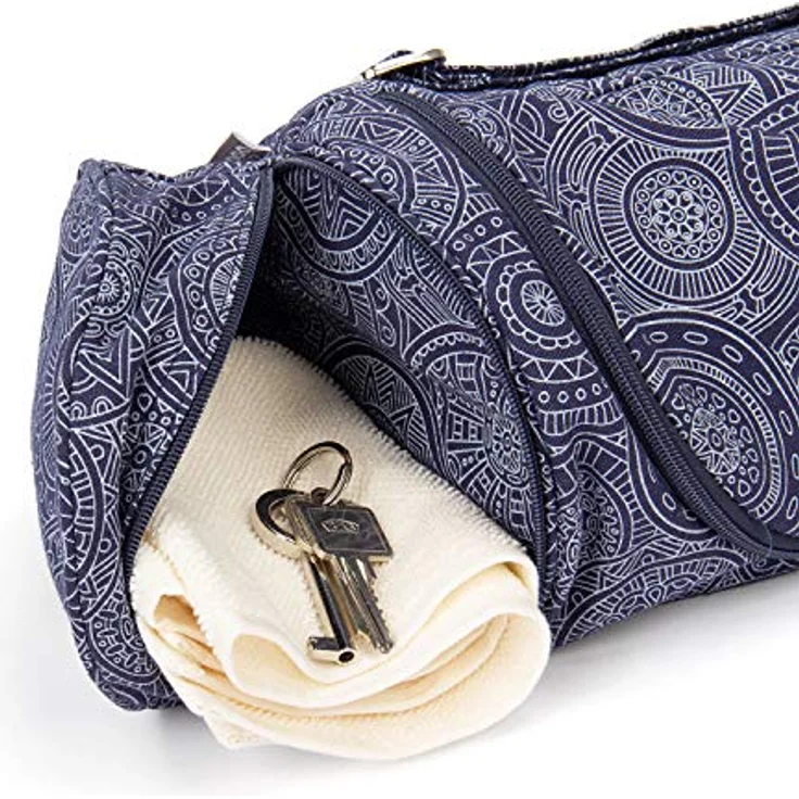Bodhi Yogatasche ASANA Bag Cotton | Maharaja Collection | Yogamattentasche in verschiedenen Größen | Baumwolltasche für Yogamatte & Zubehör | inkl. Außentaschen | 60 cm | Mandala/dunkelblau – Bild 3