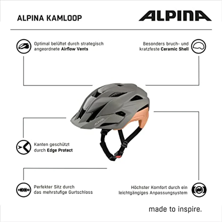 Alpina Kamloop Moon - Grey - Peach Matt, Größe 51 - 55 cm - Helme & Protektor, Farbe Grau - Preisvergleich – Bild 7