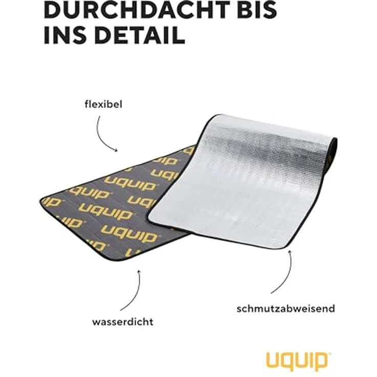Uquip Isomatte Flexy 190, ultraleichte wasserdichte Campingmatte in Silber/Grau, schmutzabweisend & aluminiumbeschichtet zum Schutz vor Kälte & Nässe, ideal für Camping, Wandern & Festivals – Bild 5