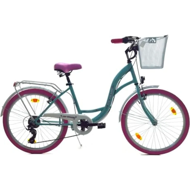 T&Y Trade 24 Zoll Kinder City Mädchen Fahrrad STVO Reflex BLAU mit PINK Shimano 6 Gang – Bild 1