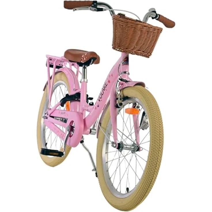 Volare Blossom Kinderfahrrad für Mädchen, 20 Zoll in Pink, Vorderradbremsen, Rücktrittbremse, geschlossener Kettenschutz, inklusive Korb – Bild 4