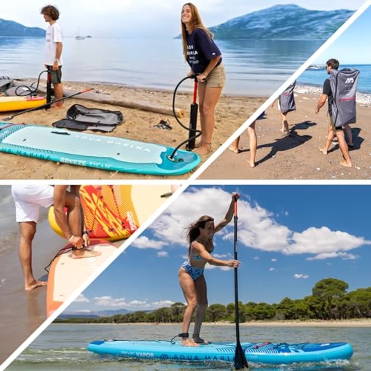 Aqua Marina Breeze, 2,7 m aufblasbares Stand-Up-Paddleboard-Paket mit stabiler Konturenform, EVA-Fußpolster und rotem Spanngurt – Bild 5