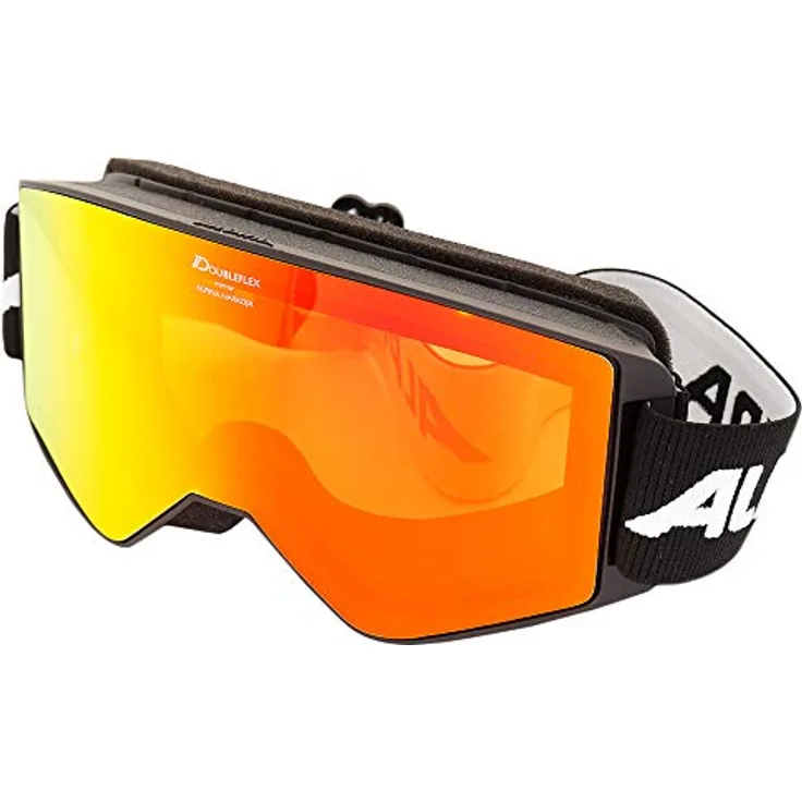 Alpina Nakiska Hm Skibrille, schwarz/orange, Doppelscheibe mit Fogstop-Beschichtung, 100% UV-Schutz, Einheitsgröße