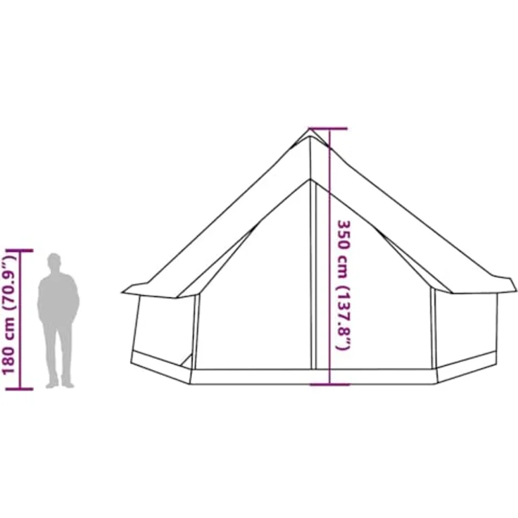 vidaXL Tipi Familienzelt für 12 Personen, Wasserdichtes Campingzelt mit Netzwänden und E-Anschluss, Grau Orange 185T Polyester – Bild 4