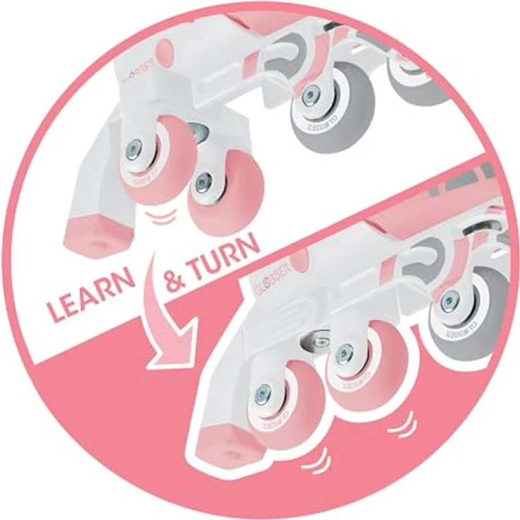 GLOBBER Learning Skates 2in1, verstellbare Inline- und Quad-Skates für Kinder, Gr. 30-33, ABEC 9, rosa, Rollengröße 54x24 mm – Bild 2