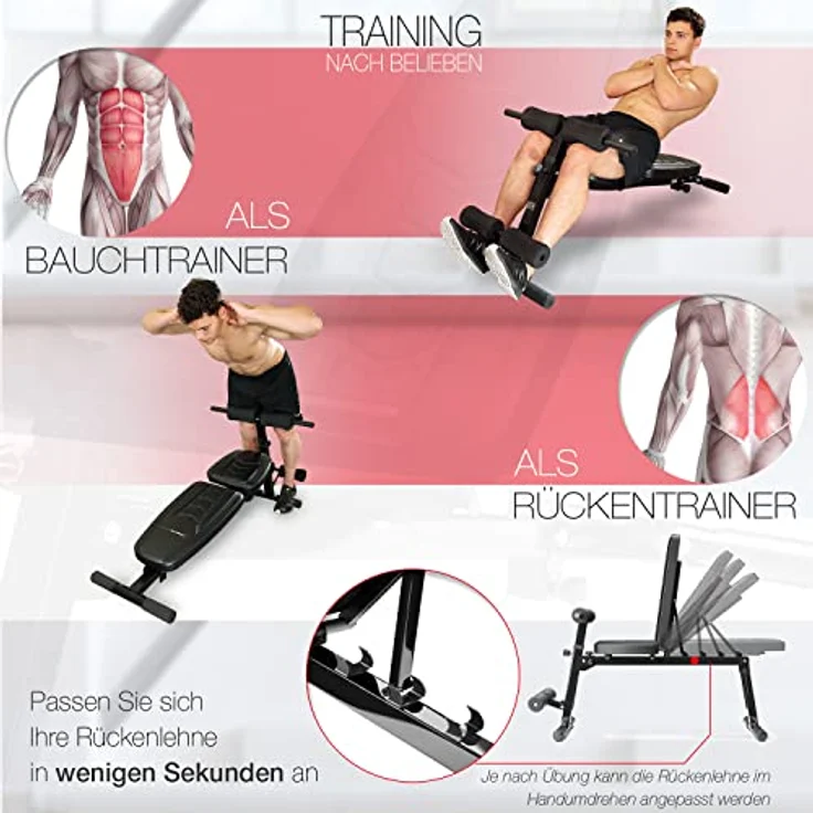 Sportstech Hantelbank BRT500, 8in1 Multifunktion, Easy-Folding-System, EVA Polstermaterial, inkl. XXL-Übungsposter - Preisvergleich – Bild 8