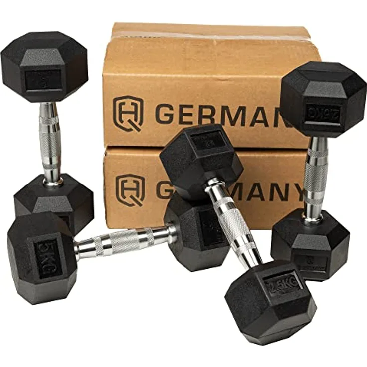 HQ Germany® Hexagon Hanteln | 2.5-37.5kg | Starter-Sets | ±1,5% Gewichtstoleranz, Gewicht:+Starter-Set (2x 2.5KG + 2x 5KG)