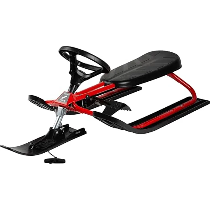 STIGA Snowracer Iconic - Robuster Lenkschlitten für Kinder ab 5 Jahren mit Stahlrahmen, Bremse und Zugseil, Max. Belastung 80 kg - Ideal für Winterspaß, Blau