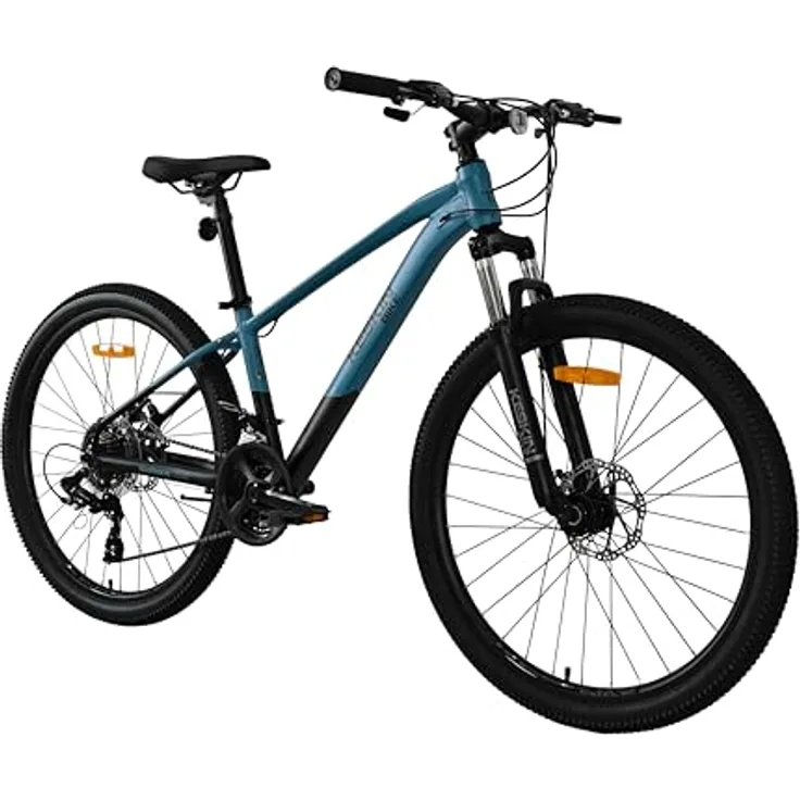 Keskin Bikes HT MTB1, Hardtail-Mountainbike mit Aluminiumrahmen, 26" x 2.35", SM21-Speed, mechanische Scheibenbremsen, Blau Schwarz